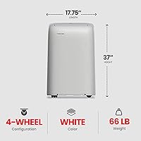 Vista 3 de Toshiba (renovado) 12,000 BTU (8,000 BTU DOE) Aire acondicionado portátil WiFi de 115 voltios con modo deshumidificador para hasta 350 pies cuadrados