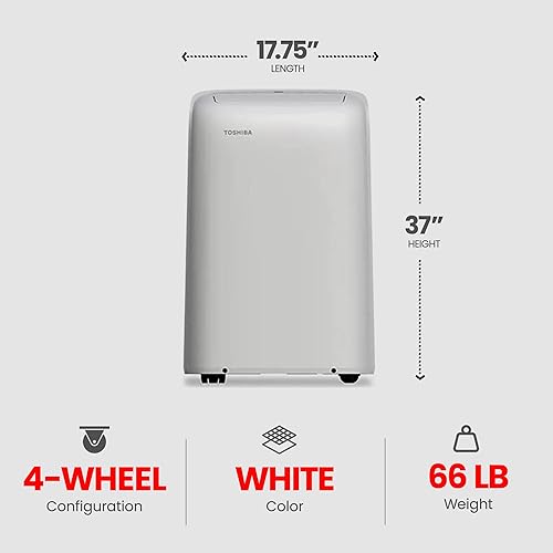 Miniatura 3 de Toshiba (renovado) 12,000 BTU (8,000 BTU DOE) Aire acondicionado portátil WiFi de 115 voltios con modo deshumidificador para hasta 350 pies cuadrados