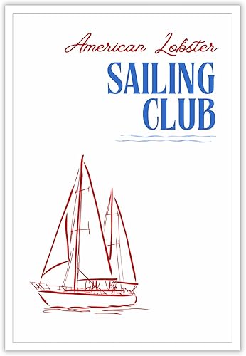 Póster de velero estético vintage de los años 90, divertido y creativo club de vela, lienzo de arte para pared, retro, minimalista, barco de vela en