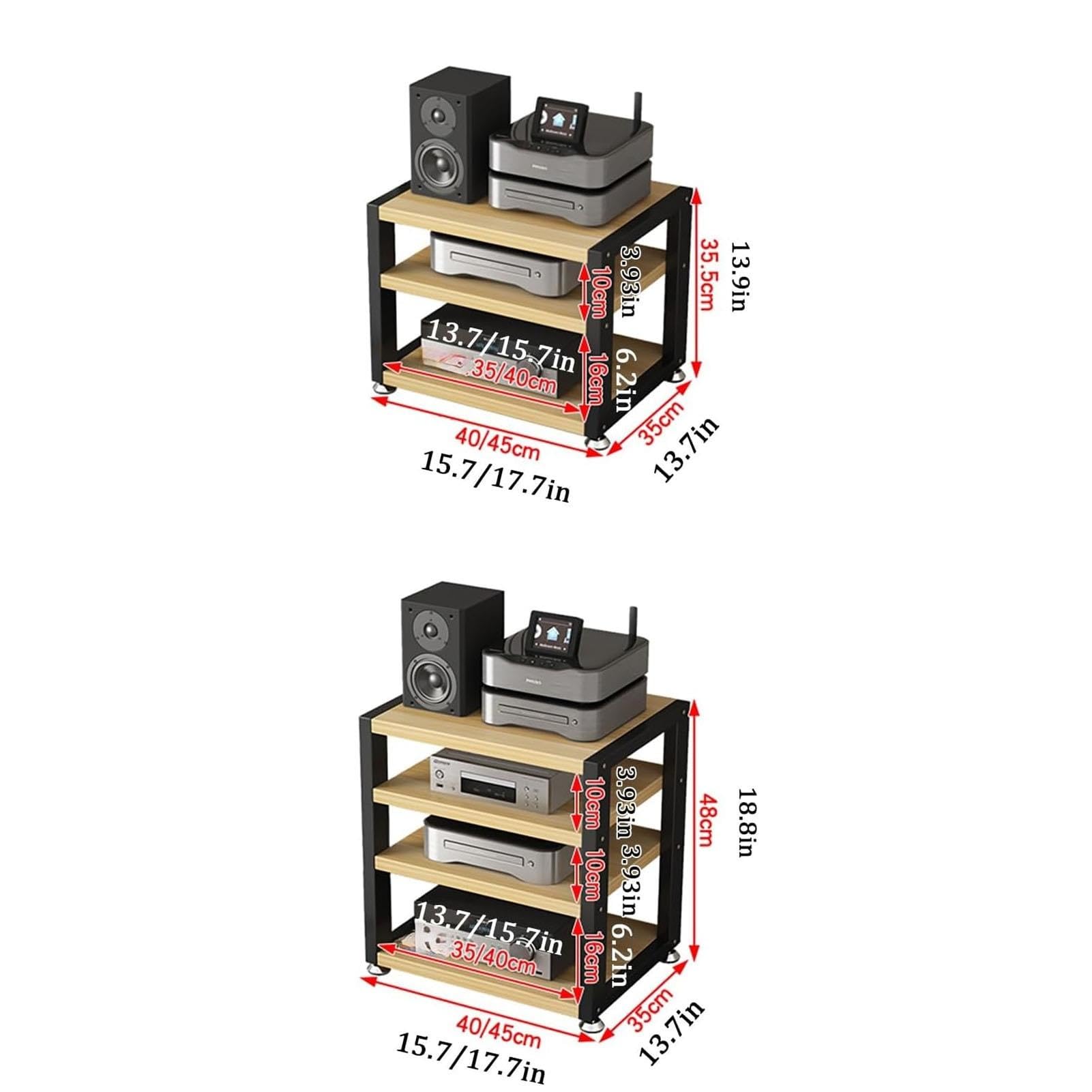 Tv Rack Hifi Shelf Audio Cabinet met 3 Of 4 Niveaus, Audio Rack