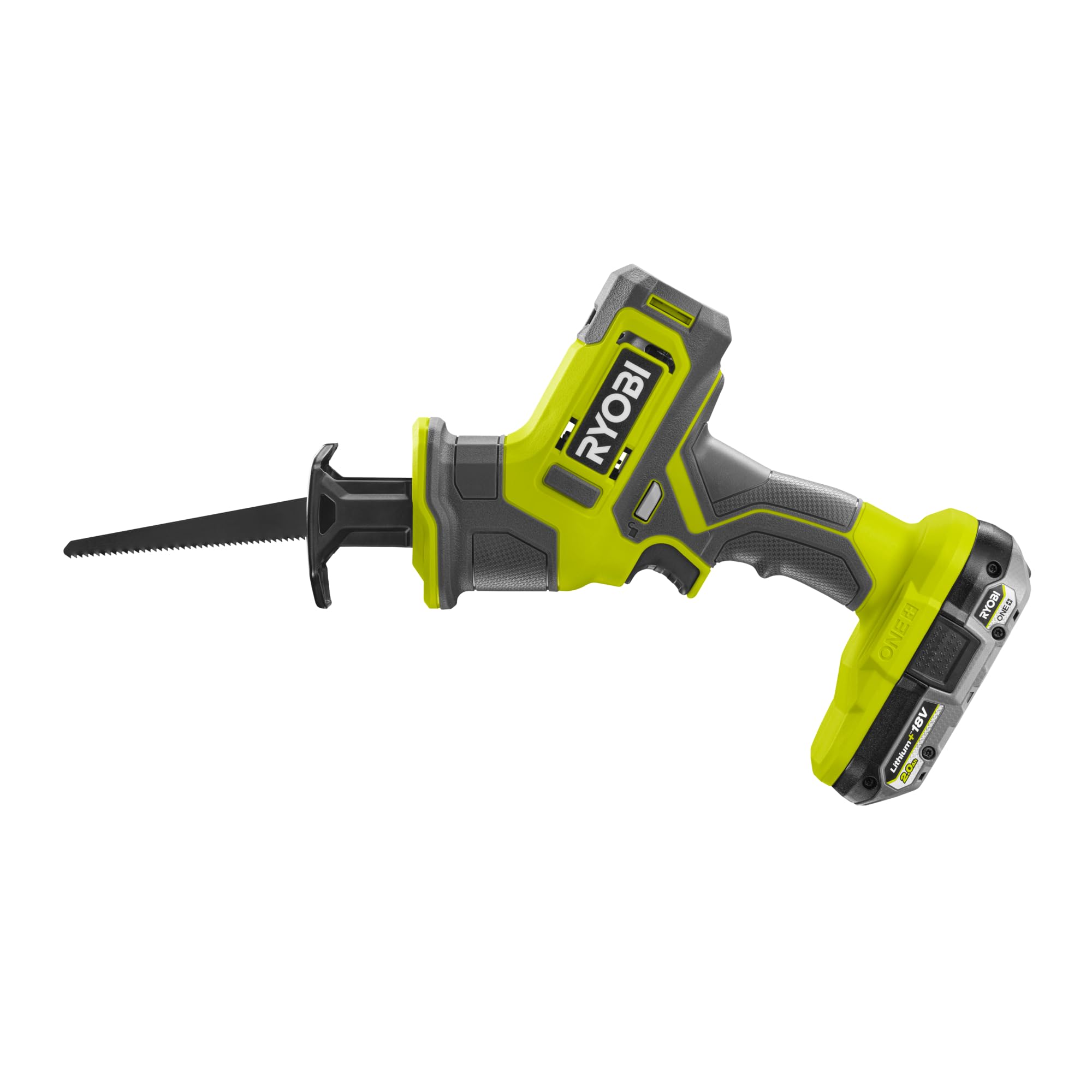 Ryobi Sega a Gattuccio Compatta a Batteria 18V ONE+, One-Handed, Corsa Lama 16 mm, 3000 corse/min, con Batteria 2.0Ah e Caricatore Inclusi, R18RSC-1C20GP
