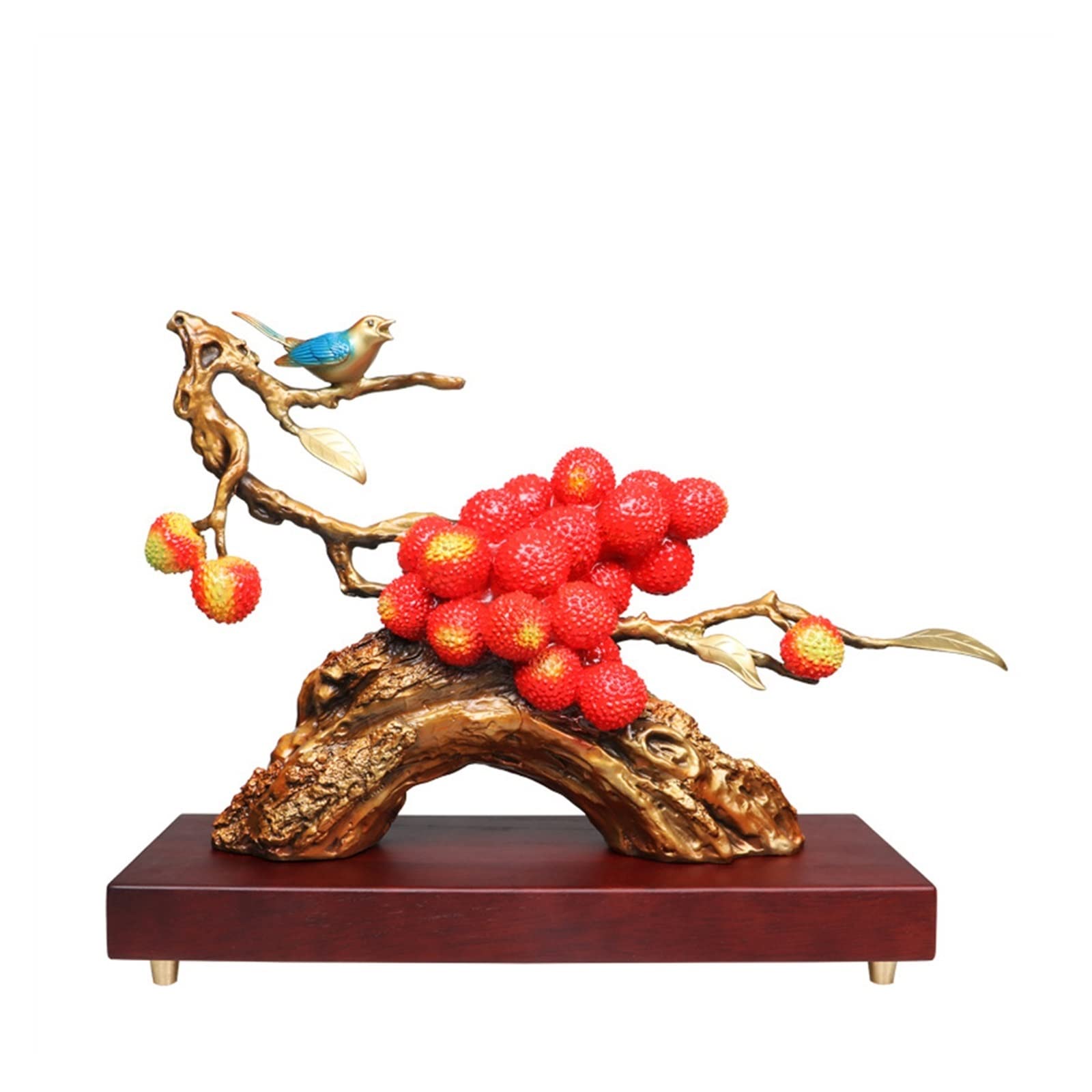 ZZlei2yu-12 Home Decor Ornament Pure Copper Lychee Ornaments Magpie Feng Shui Decorations for the Entrance Hall Living Room Colorful Ornament