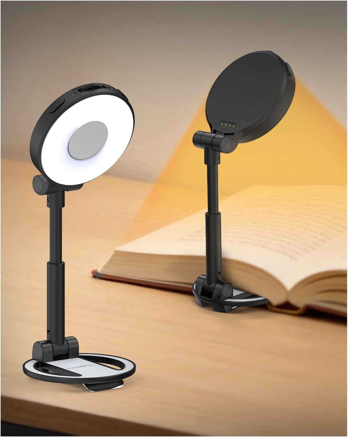 Rechargeable Book Light for Reading in Bed - 2 Pack Stepless Dimming Clip-on Reading Light for Books with 3 Color Temperatures, 18 LEDs Ultralight Bookmark Lamp, Travel Gifts for Book Lovers