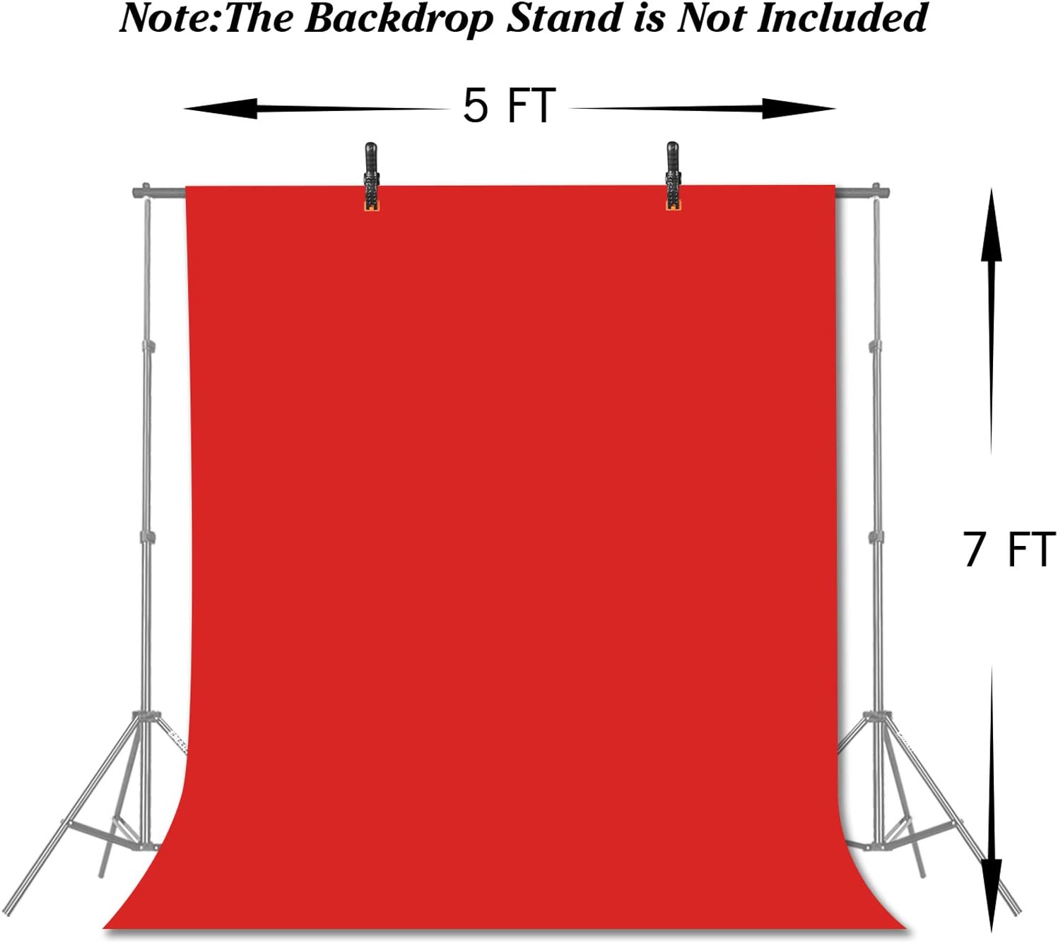 EMART 5x7 ft Non-Woven Fabric Solid Color Red Screen Photo Backdrop with 2 x Backdrop Clamps for Photoshoot, Studio, Video and Televison
