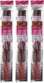 3 - Aroma Fusion 19"" Jumbo Hand Dipped Incense 10-Stick Packs - Strawberry Scent, Green, AF19CH3
