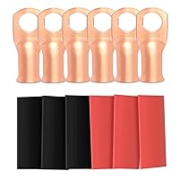 Vista 15 de Sanuke 10 terminales de batería 1/0 AWG-3/8, terminales de anillo de cable de alta resistencia, terminales de calibre 0, extremos de cable