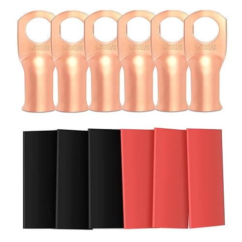 Miniatura 15 de Sanuke 10 terminales de batería 1/0 AWG-3/8, terminales de anillo de cable de alta resistencia, terminales de calibre 0, extremos de cable