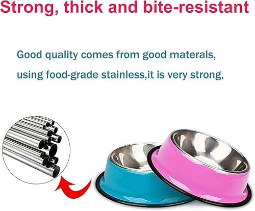 Miniatura 4 de YUDANSI - Tazones de acero inoxidable para gatos, paquete de 3 cuencos para perros pequeños para alimentos y agua, juego de platos para gatos para