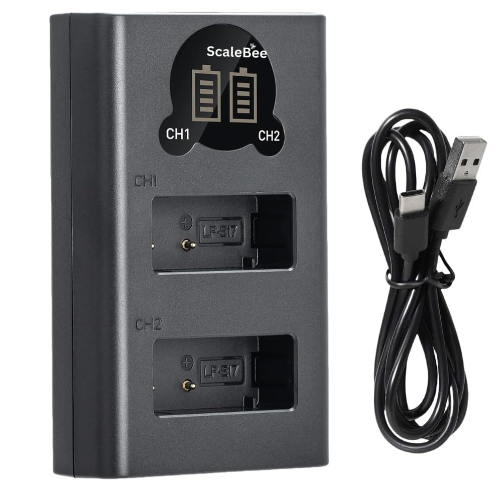 LPE10 Dual Type C Charger with LCD Display for Lpe10 Battery Compatible with Canon Camera EOS 1100D 1200D 1300D, Rebel T3 T5 T6, Kiss X50 X70 X80-image-19