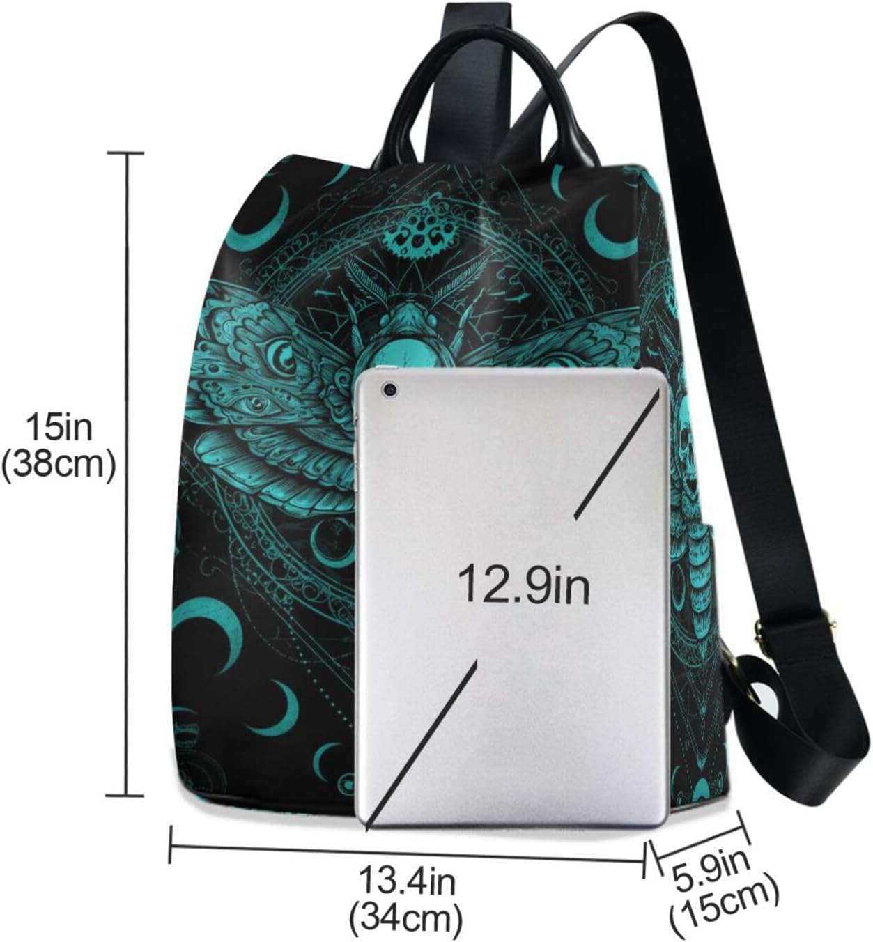 Anti Theft Backpack Butterfly Skull Blue Boho Mandala Women Large Fashion Travel Shoulder Bag Purse Rucksack Lightweight