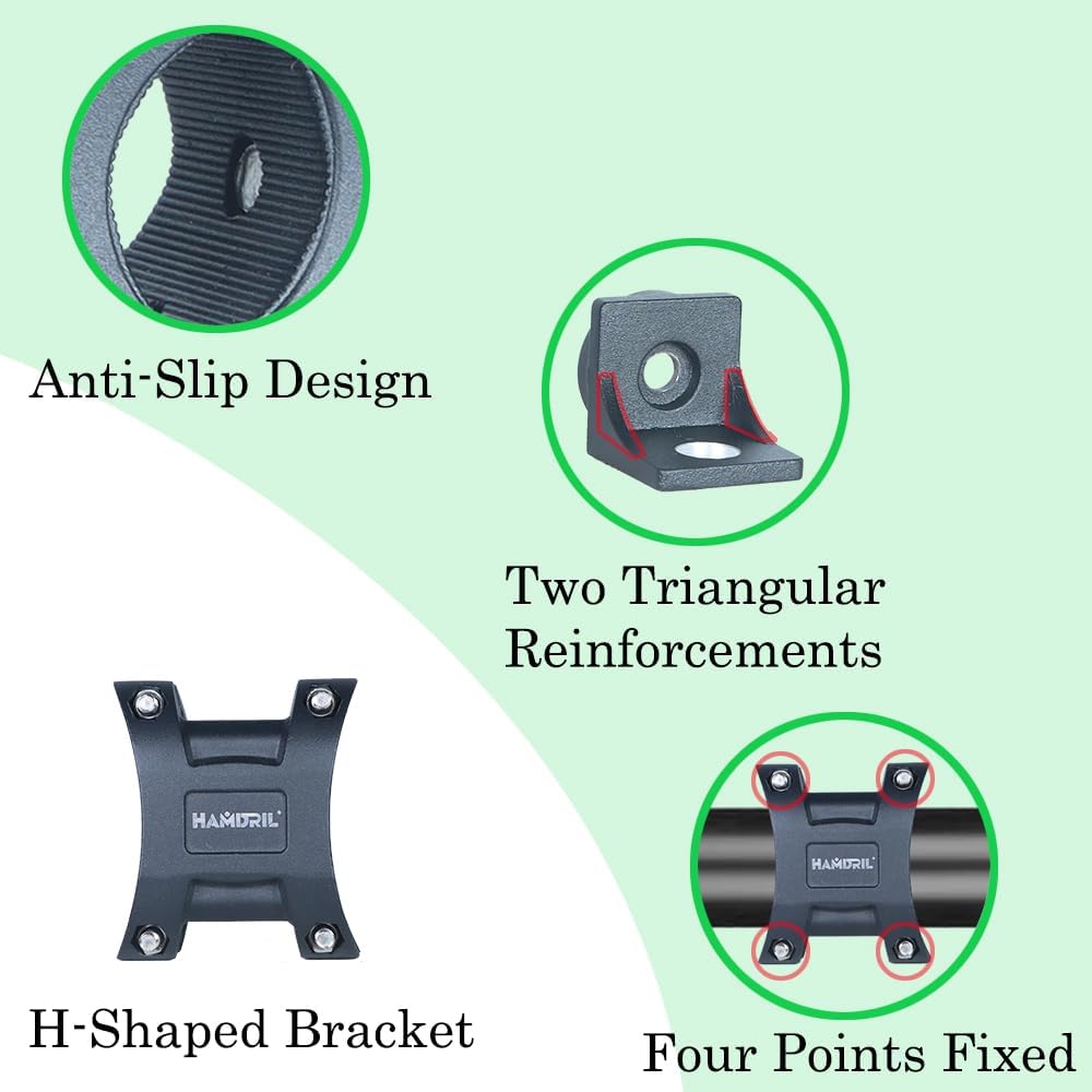 Hamdril H-Shaped ATV Whip Mount. Aluminum Motorcycle Light Bar Holder. 360-degree Rotation Adjustment, bidirectional Fixation Suitable for 0.26-0.7 / 0.7-1.25 inch roll bar Mount.(2PCS)
