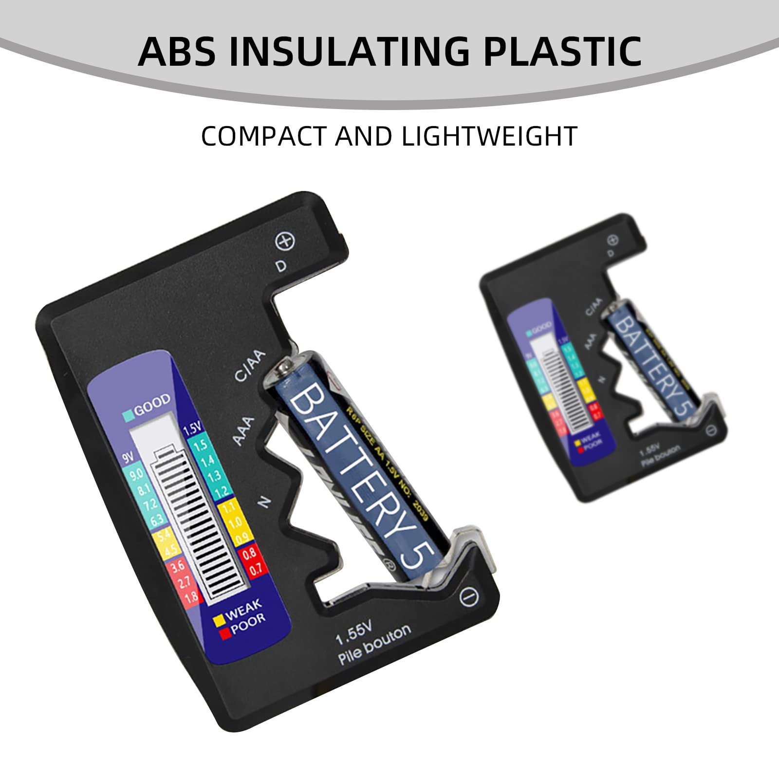 Tester della Batteria Universale con Display LCD Digitale per Batterie AA/AAA/C/D 1,5V-9V