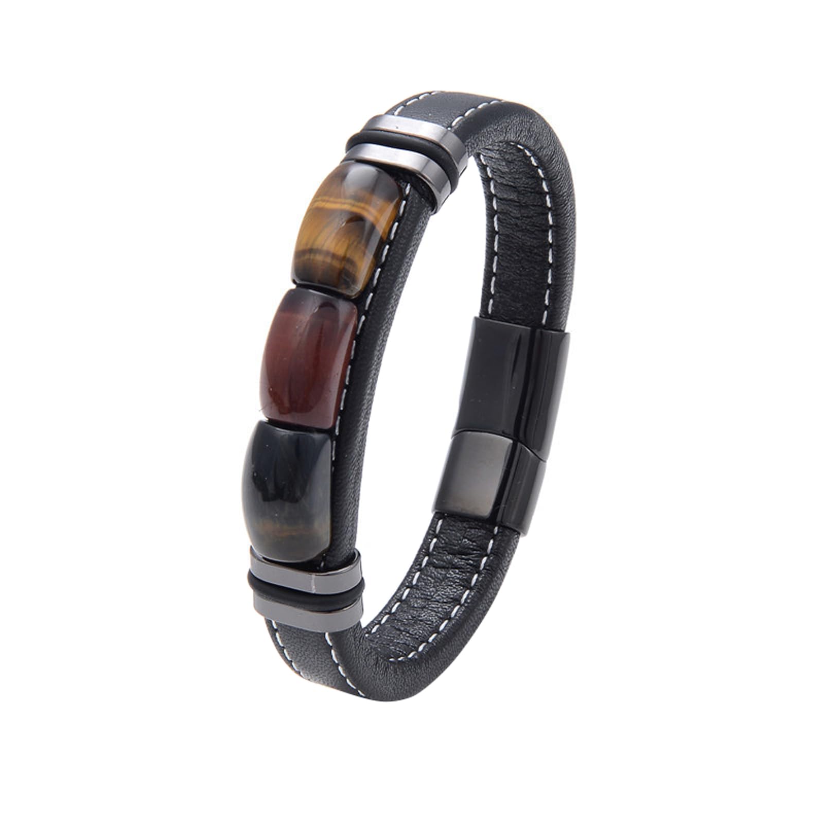 Bracelets œil de tigre naturel de haute qualité pour hommes, corde en cuir tressé multicouche pour femmes, bijoux en pierre faits à la main à la mode  36