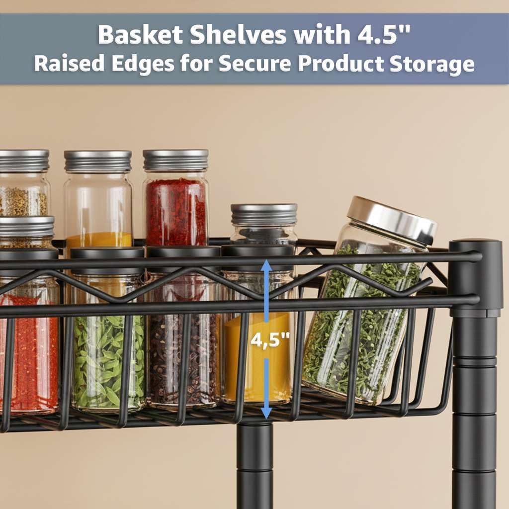 Chrome Wire Basket Shelving Unit - Heavy-Duty Commercial Storage Rack, 24" x 24" x 74"
