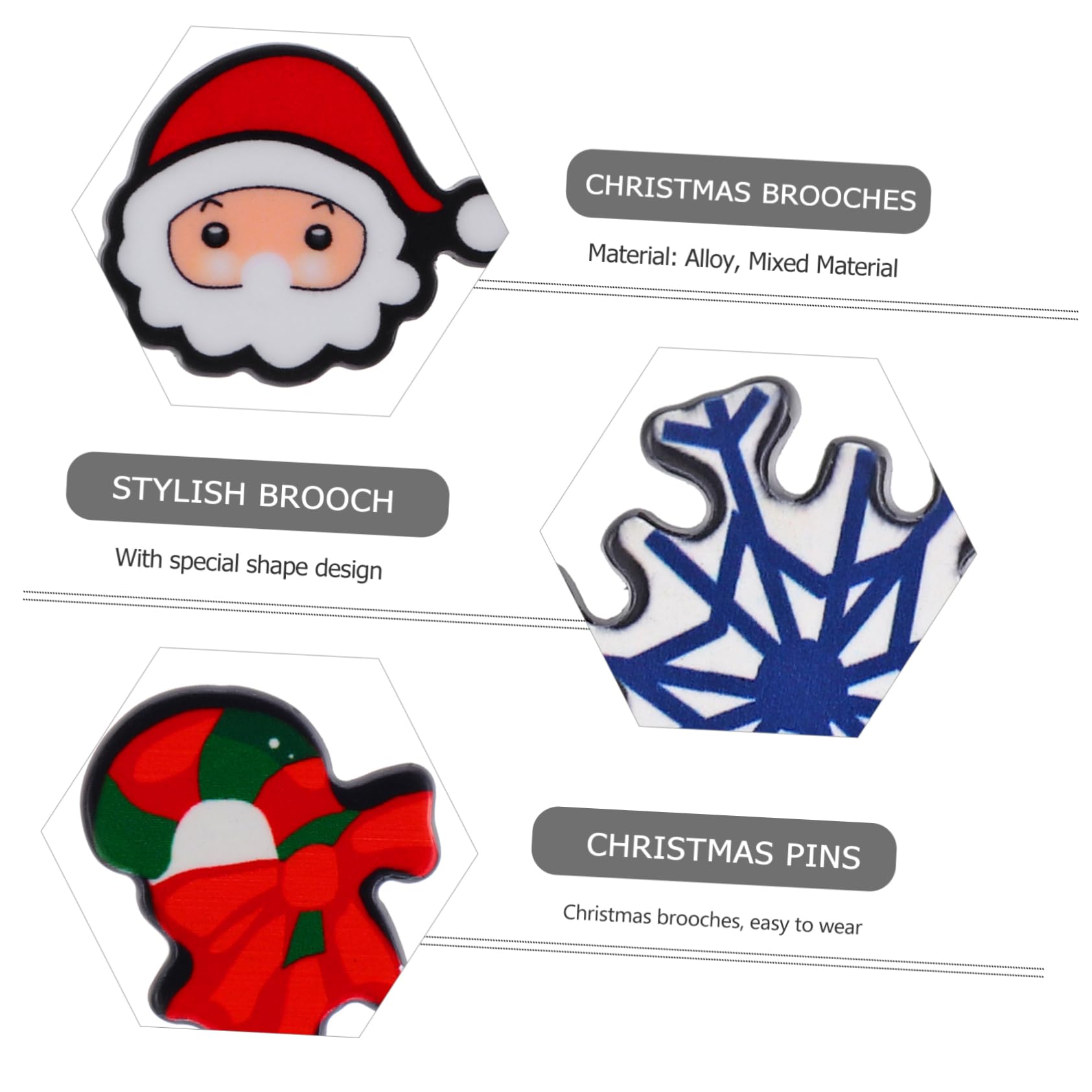 8 Broches Navideños de Tela Divertidos Dibujos Animados para Ambientación de Fiestas de Navidad y Accesorios Temáticos Varios estilos