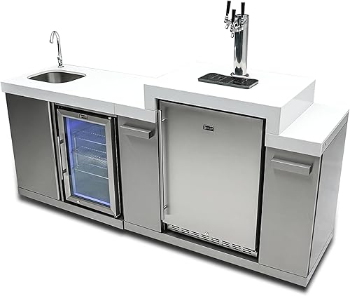 Mont Alpi Bar Series MA-BEVKEG - Dispensador de acero inoxidable con 3 grifos de cerveza Kegerator Keg Center + centro de bebidas con refrigerador