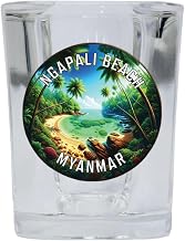 R and R Imports Ngapali Beach Myanmar Souvenir Destination 2 Ounce Shot Glass Square 4-Pack