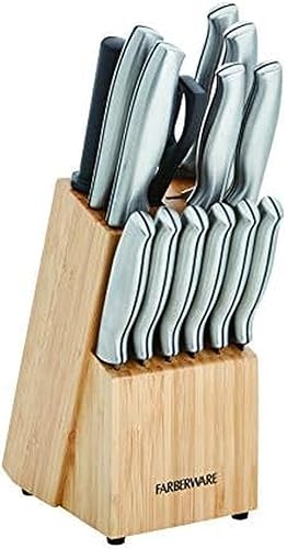 Vista 31 de Farberware Juego de cuchillos de acero Inoxidable con sello bloque de 15 piezas Negro