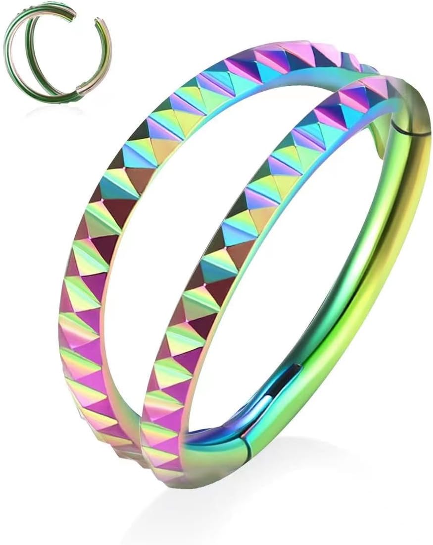 Yrogcu 20G 18G 16G 14G Single/Double Hoop Stainless-Steel Seamless-Hinged-Piercing Segment-Clicker Nose-Ring-Hoop : Diameter 6mm 8mm 10mm 12mm Cartilage Earrings