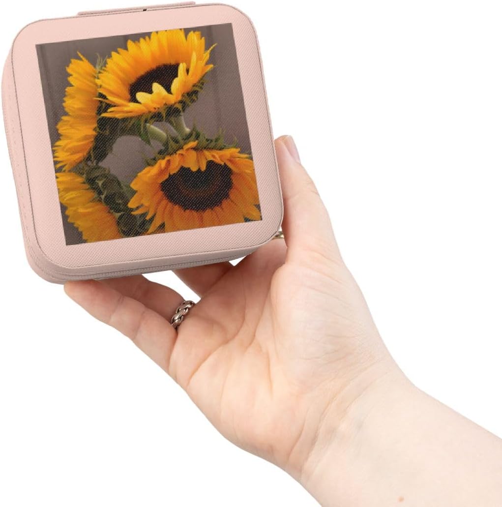3dRose Autumn Dancing Sunflowers- Flowers- Floral Photography Jewelry Travel Case Pink