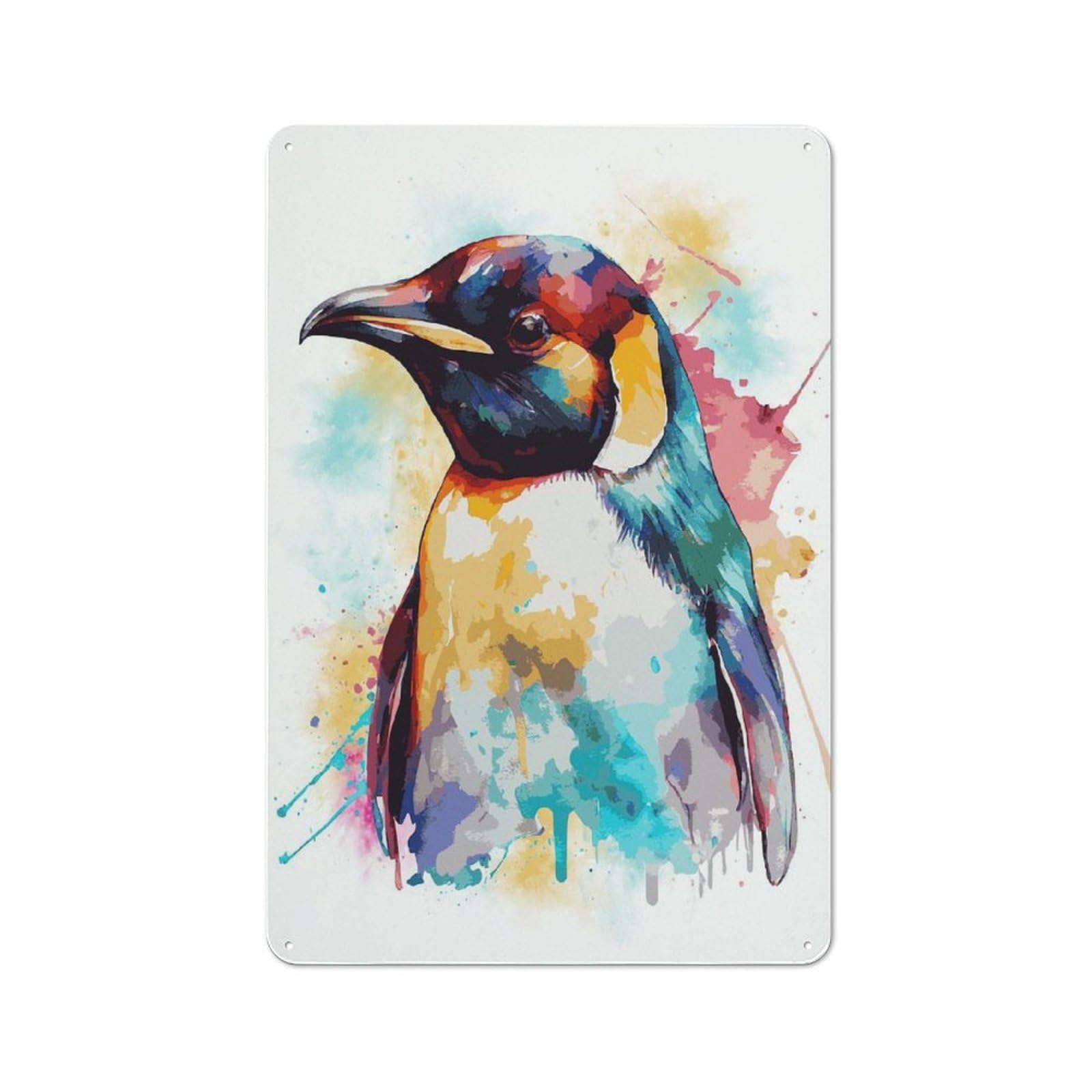 Junmoney Style Abstract Penguin Painting Vintage Metal Plaque 30X20cm For Café Or Restaurant, A Decorative Gift For A Newly Furnished Café And Restaurant