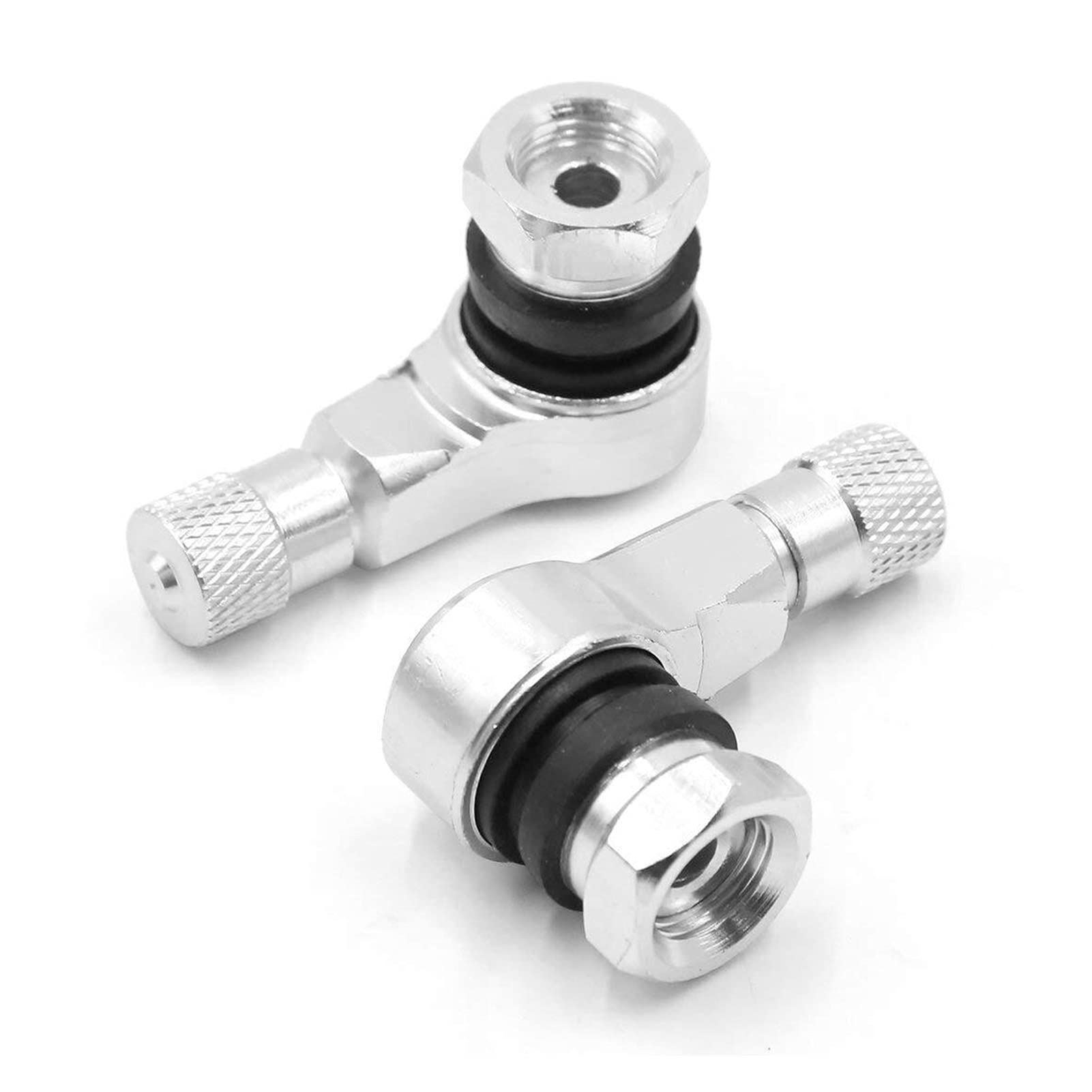 YANGQI yaoqijie 2pcs Argento Tono Argento 90 Gradi angolato in Lega di Alluminio tubeless Tappo di Copertura per Pneumatici a Stelo Adatto per Auto per Moto,2 Pack Lasting