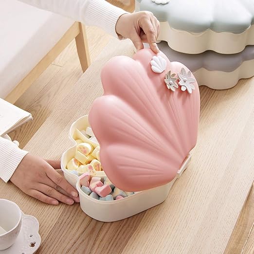 Amazon 桜の雪 かわいい 貝殻型 ハート型 仕切り 収納ケース お菓子入れ おやつ収納 アクセサリー 小物入れ ピンクの貝殻 収納ケース ボックス オンライン通販