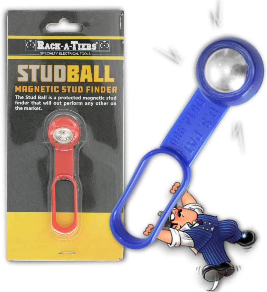 Rack-A-Tiers Stud Ball - Magnetic Stud Finder, Rare Earth Magnet 27 Pounds Pull, Portable Wall Stud Detector, Stud Magnet, Detect Nails, Screws & Metal Through Drywall, No Batteries Required (52300)