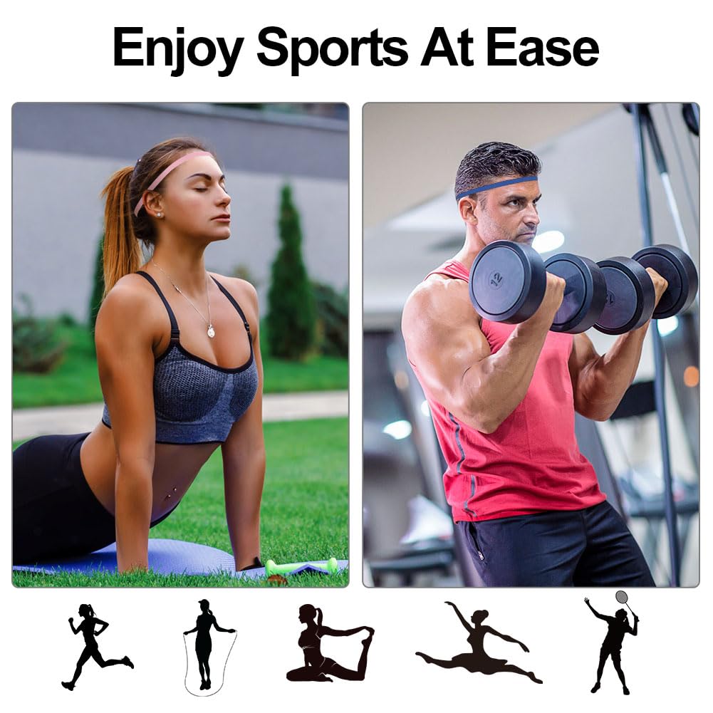 URAQT Sport Fascia Capelli Antiscivolo, 5 Pcs Sportiva Fasce per Capelli Sottile Elastico Turbante Fasciaa, Sport Fasce Sottile Unisex Fascia Elastica Capelli Sottile per Sport,Yoga, Fare Jogging