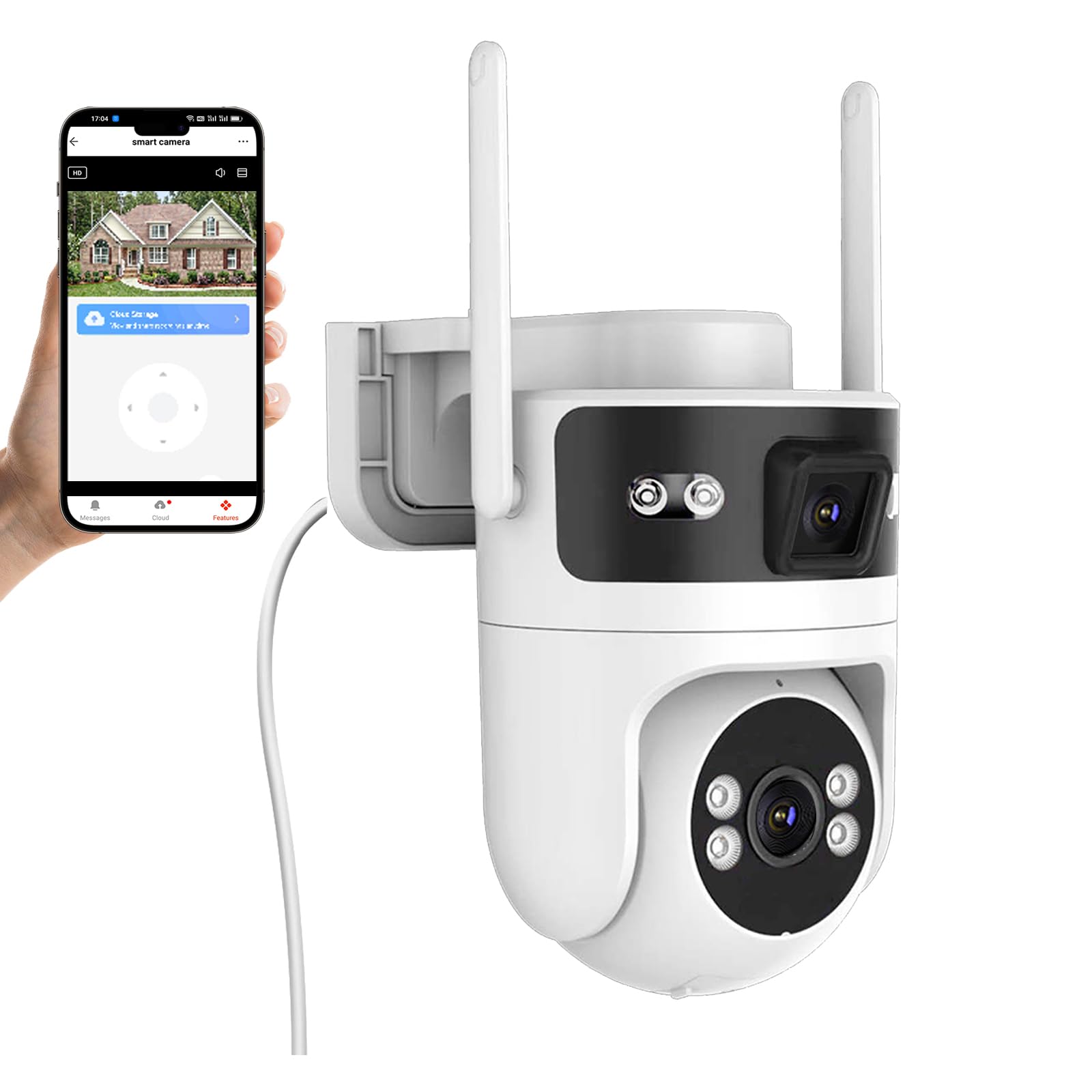 8MP Dual Lens WiFi Security Camera Outdoor, AOV 24/7 Recording Camera