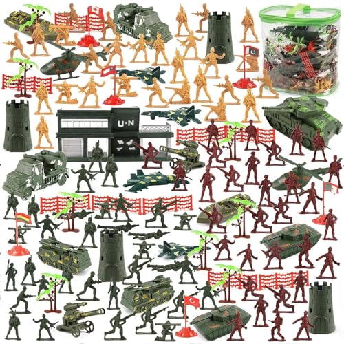 3 otters 307 Piece Army Men Military Set, Military Battle Toy Set Play Figure Playsets for Kids...