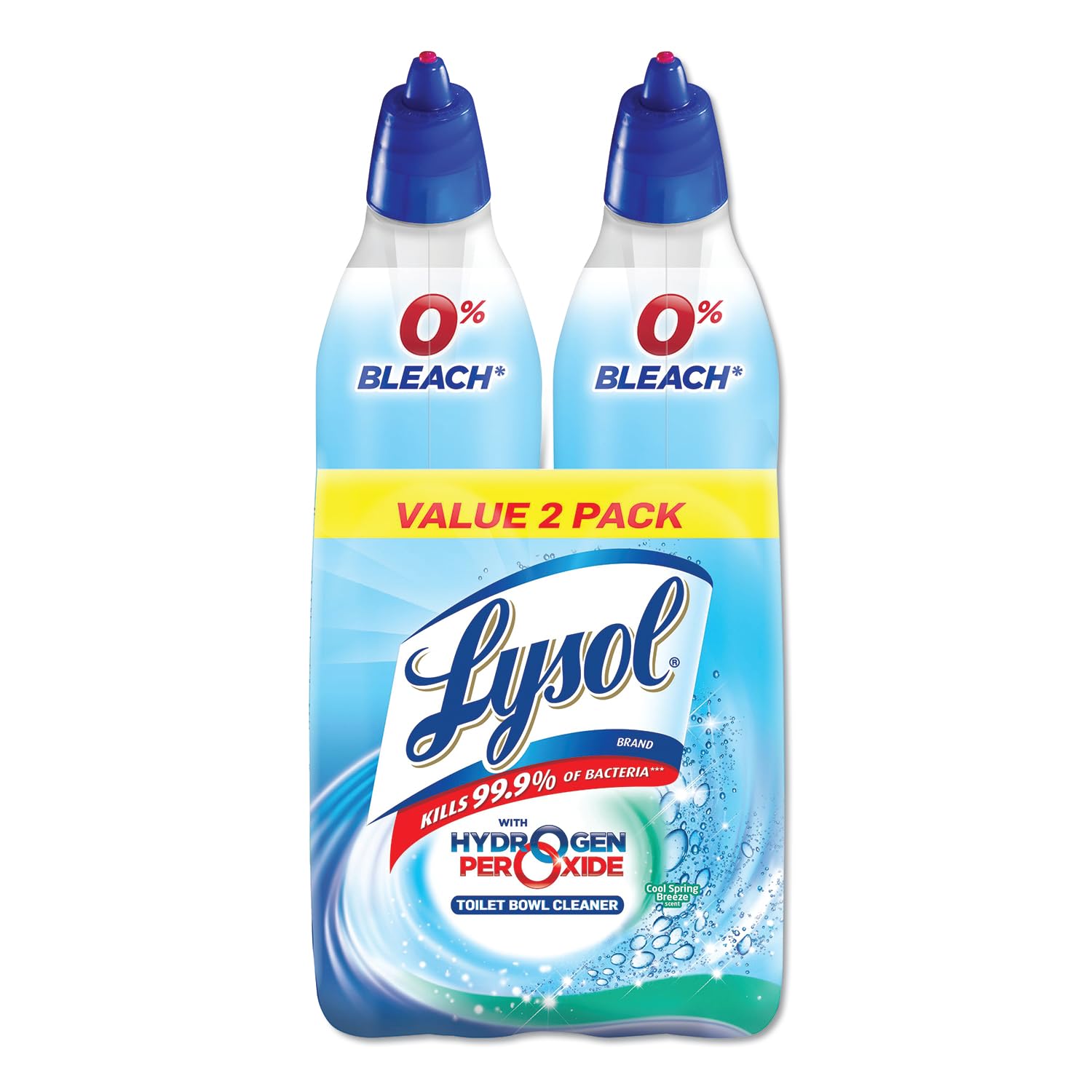 Lysol Brand 96084PK Toilet Bowl Cleaner with Hydrogen Peroxide, Cool Spring Breeze, 24 oz, 2/Pack