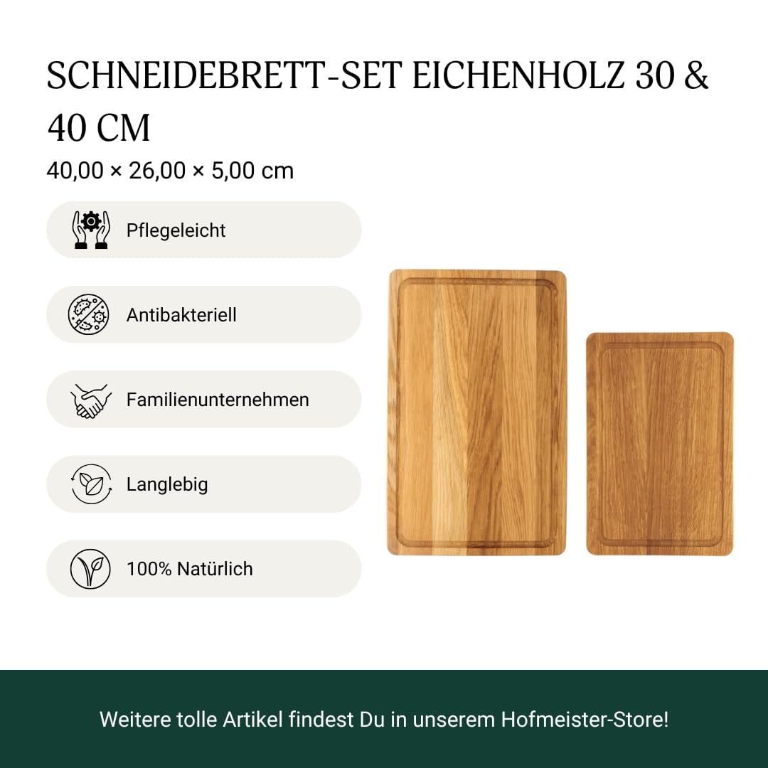 HOFMEISTER® 2er Set Schneidebretter Eiche, rechteckig aus Holz