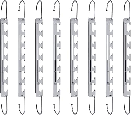 Liangmall Perchas de ahorro de espacio mejoradas, ajustables de 6 agujeros a 9 agujeros, colgador mágico de ropa de acero inoxidable, ahorro de