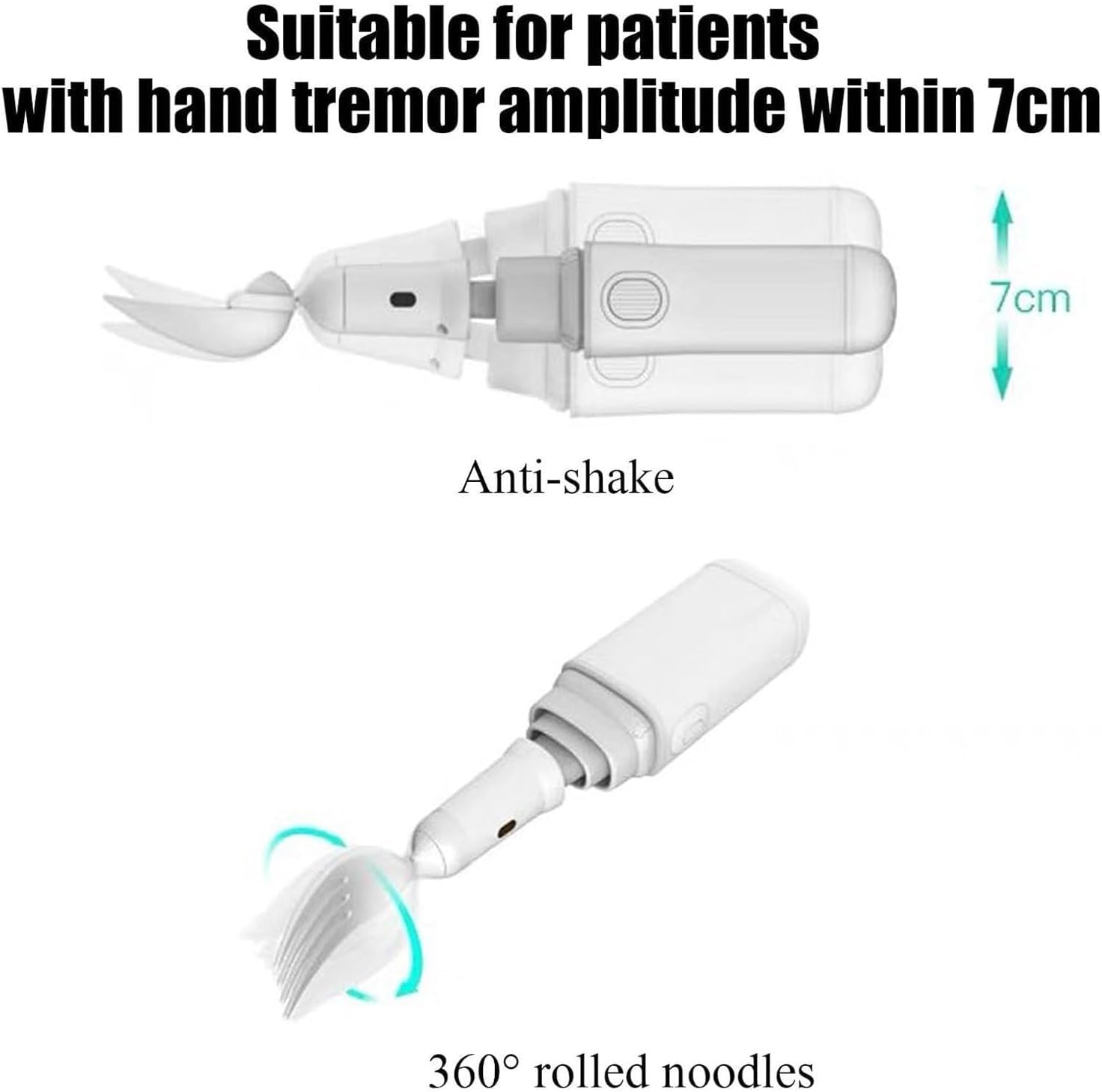 Parkinson Spoon for Self-Feeding, Adaptive Utensil for Essential Tremor and Parkinson's Disease, with Dynamic Stabilizing Technology and Visualization Tremor Record