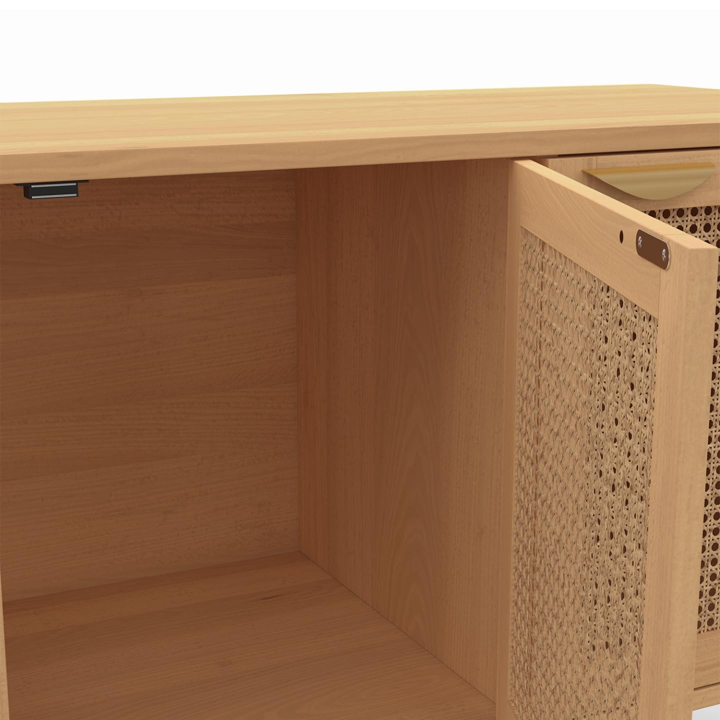IDMarket EDHEN - Aparador bajo (110 cm, 3 puertas, madera y cannado)