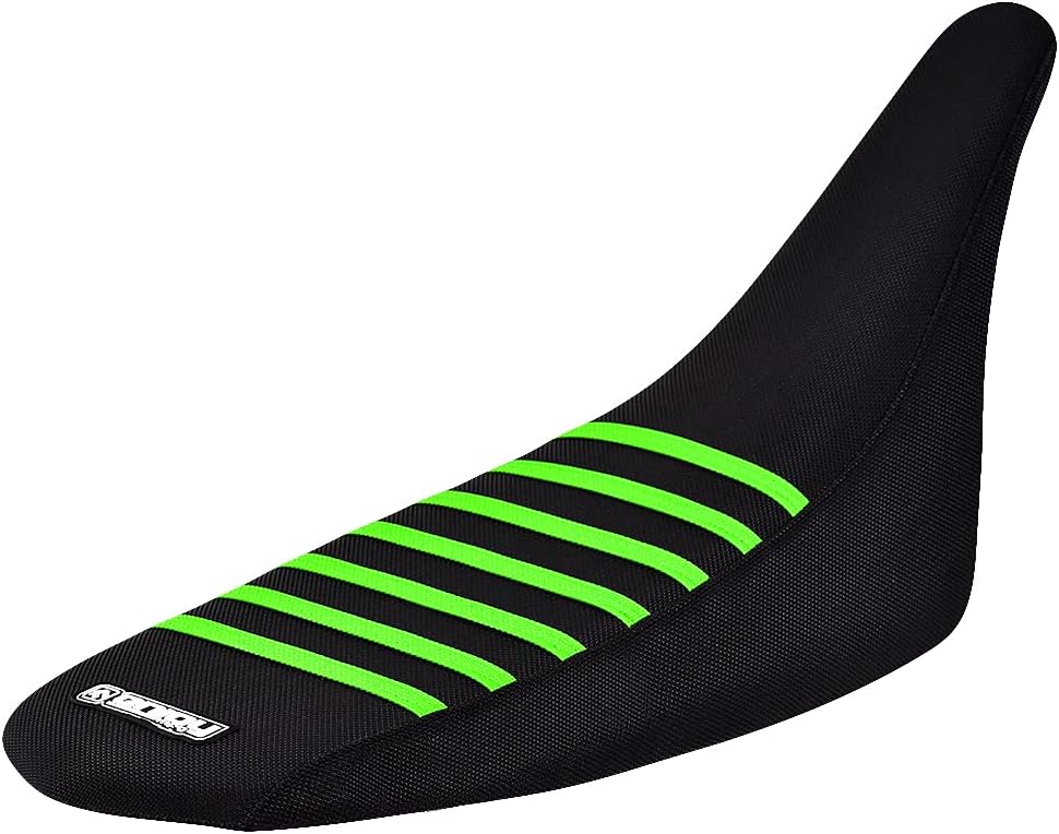 Enjoy Mfg Seat Cover - Compatible with Kawasaki 2008-2014 KFX 450 Quad ATV #229 (All Black/Green Ribs)