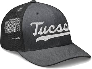 Tucson Hat Tucson Trucker Hat Baseball Script Embroidered Cap Vintage Sports Mesh Swoosh Gift Souvenir Headwear AZ