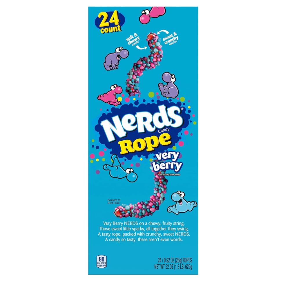 Nerds Rope Candy Very Berry USA, 26 g, einzeln verpackt, 24 Stück