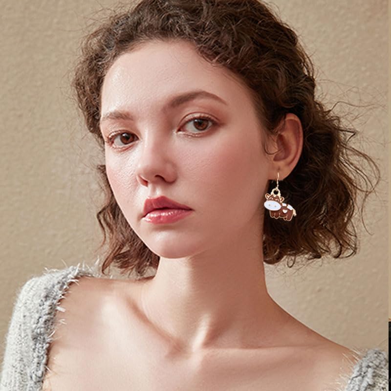 ONLYJUMP 4 Pairs Cow Farm Pet Earrings for Women Cute Golden Cow Animal Drop Earrings Farm Animals Earrings Country Fashion Birthday Friendship Party Accessories Jewelry Gift - Image 7