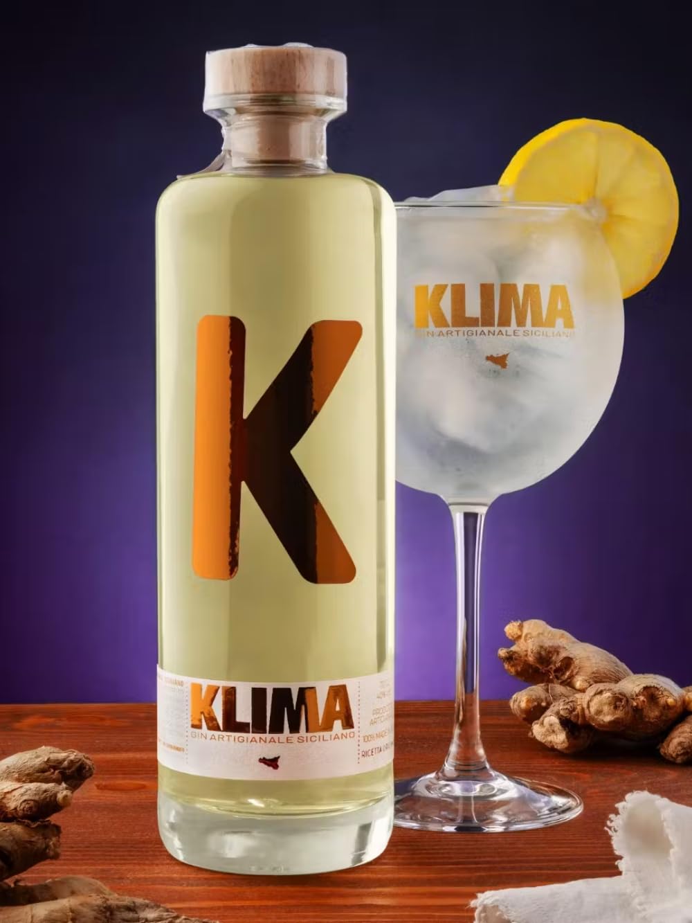 Gin KLIMA Con Zenzero Coltivato In Sicilia 70 cl (Gin Artigianale)