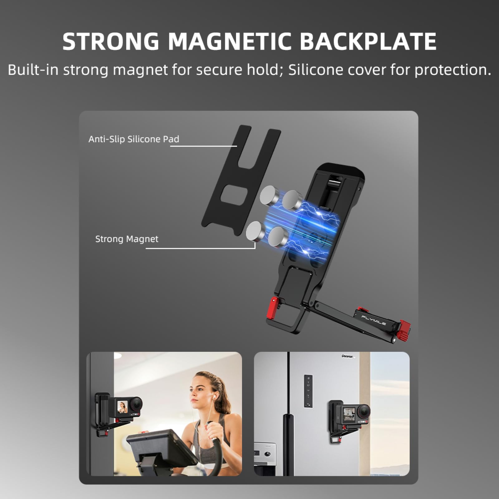 Magnetyczny klips montażowy z hakiem wspinaczkowym do aparatu DJI Osmo Action 5 Pro/4/3 Statyw szybkiego zwalniania, wielofunkcyjny uchwyt przedłużający z gwintem śrubowym 10 cm i mocowaniem