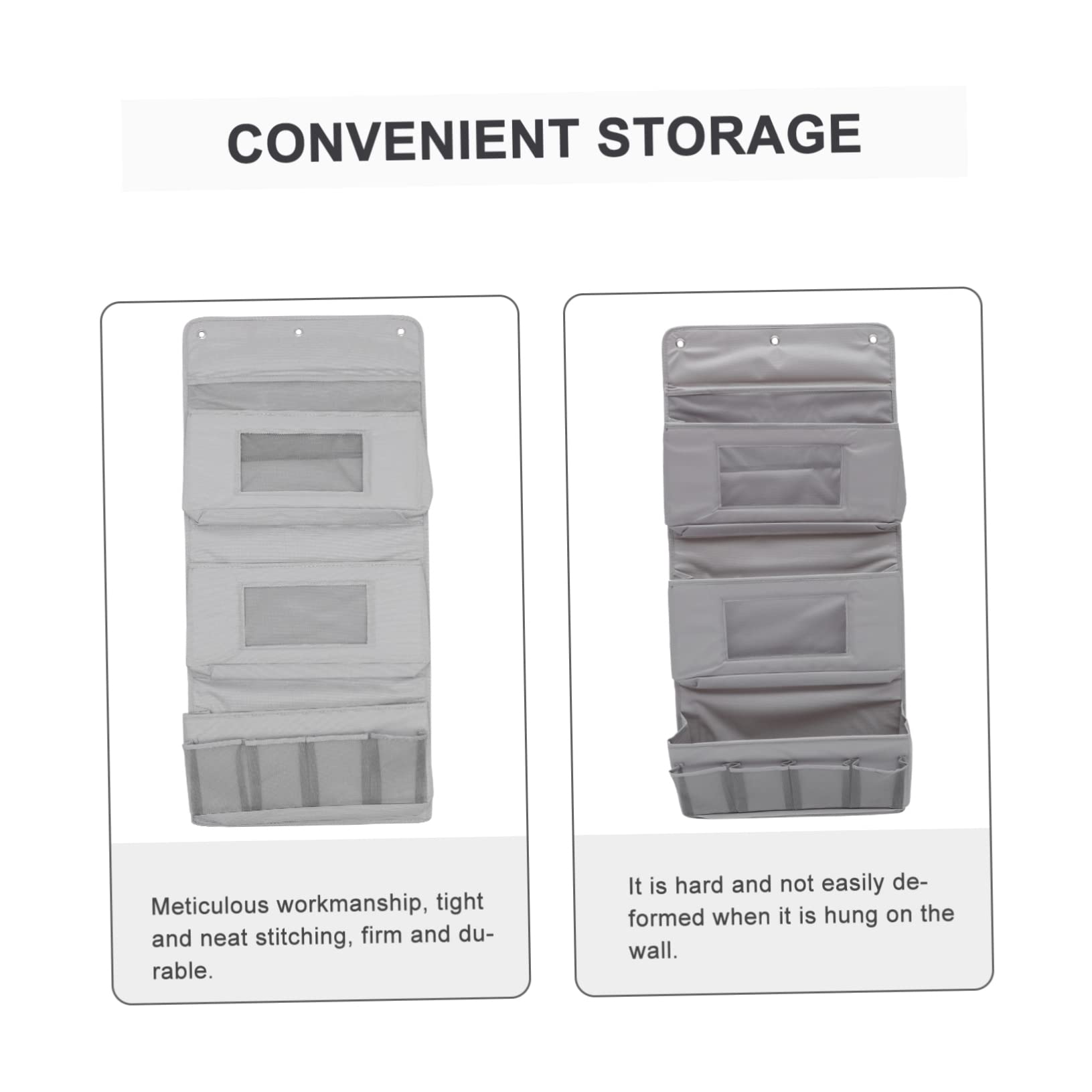 Mikikit Bolsa de Almacenamiento Colgante de Tela Gris con Ganchos sin Perforación Organizador Multiusos para Dormitorio Baño Cocina y Oficina Resistente y Compacto para Ropa y Objetos