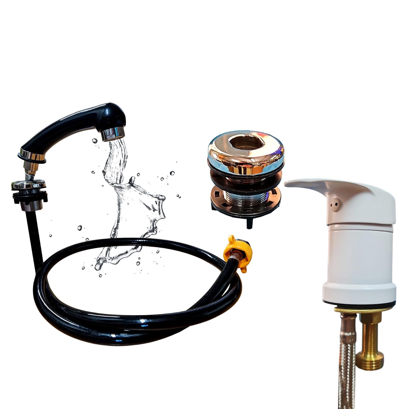 Hairstore White Orginal Hair Salon Wash Basin Mixer Taps With Hairdressing Shower Head Shampoo Bowl Sprayer Hairdressing Salon Basin Showerhead Sink Tap Mixertap(Tool Free Installation Save Plumber Cost)