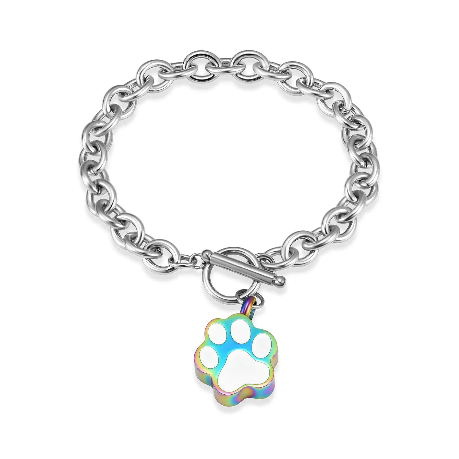 Bracelet urne funéraire chien chat acier inoxydable bijou cendres animal de compagnie patte