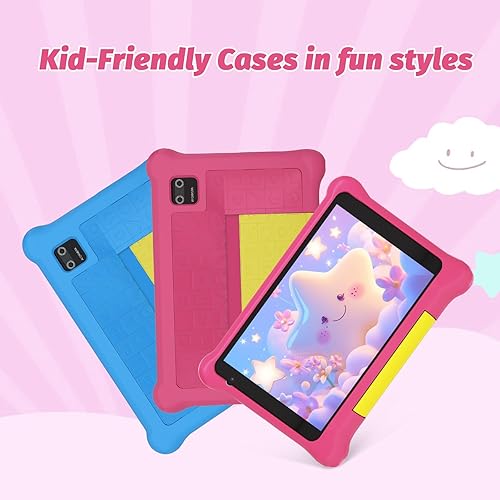 Miniatura 2 de URAO Tablet para niños, tableta Android para niños de 7 pulgadas de cuatro núcleos con funda, tarjeta TF de 32 GB 128 GB expandible para niños