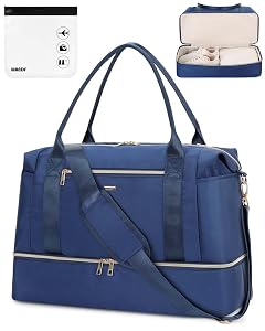 WANDF For Spirit Airlines Personal Item Bag 18x14x8 Underseat with Wet Pocket Shoe Compartment Tsa Approved Toiletry Bag