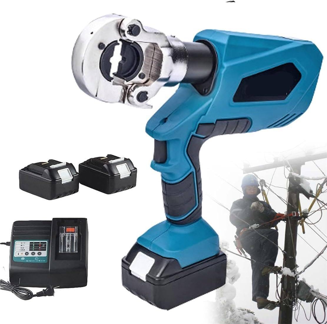 GYKOZY Rechargeable Hydraulic Pliers, 18V Electric Crimping Tool for Copper Aluminum Terminal Connections, High-Performance Charging Crimping Machine