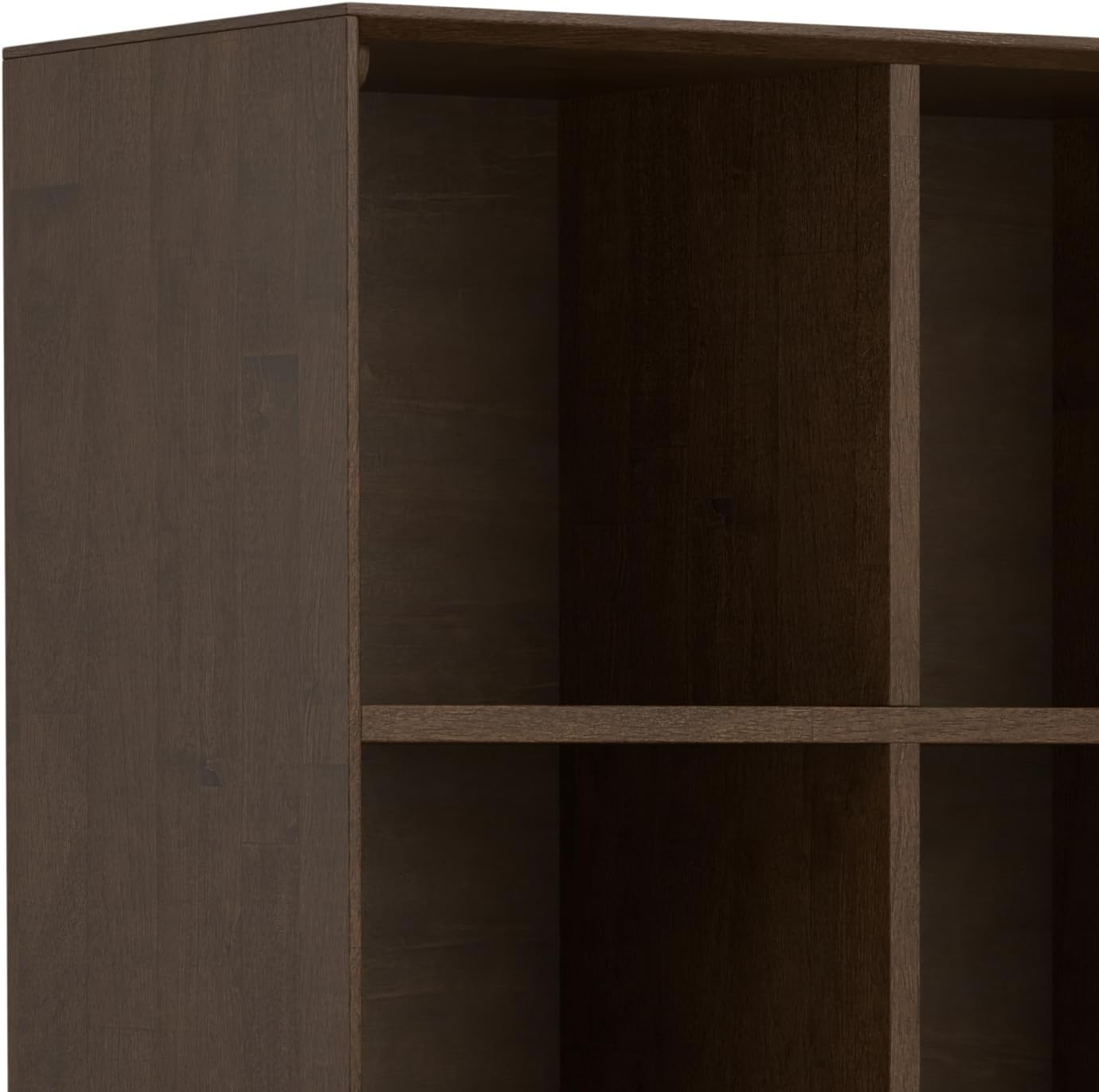SIMPLIHOME Banting Bookcase - 58 inch Tall 9-Cube Solid Wood Cube Organizer with Drawers in Walnut Brown, Modern Industrial Storage for Living Room or Office with Metal Base and Open Shelves