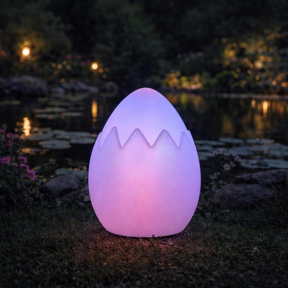 MeLiTec Solar Osterei LED MagicFlow RGBIC, fließende Farbverläufe, Fernbedienung, Gartenleuchte außen, IP44, Deko Licht für Garten, Terrasse & Balkon